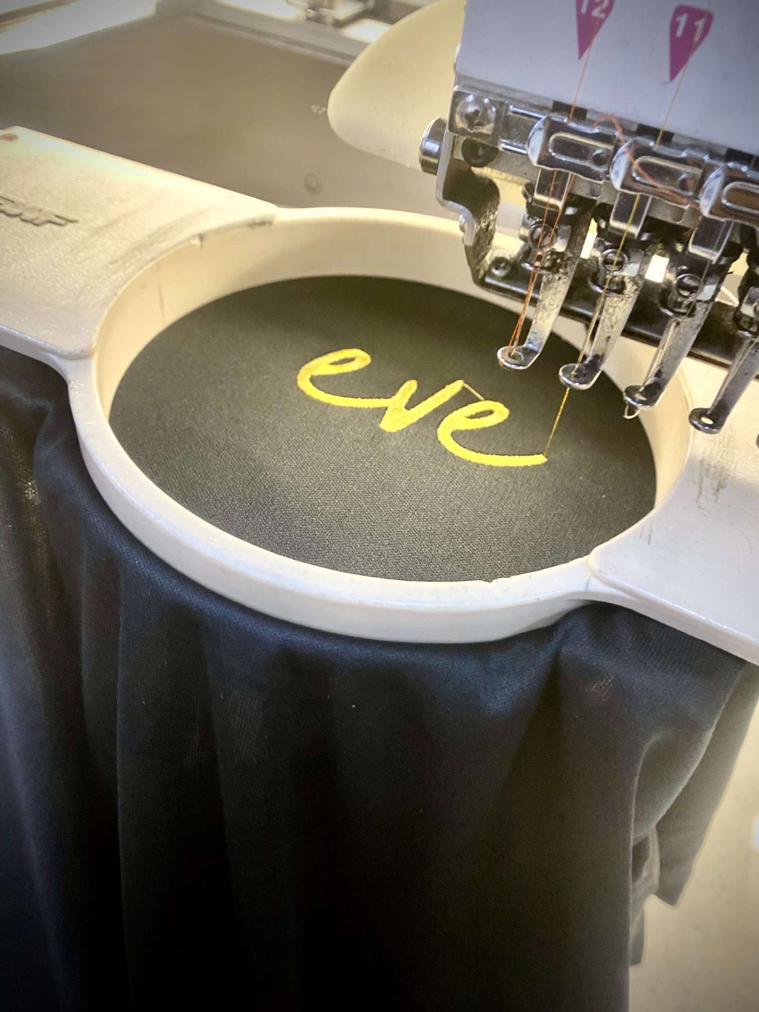 Personalised name embroidered in gold thread